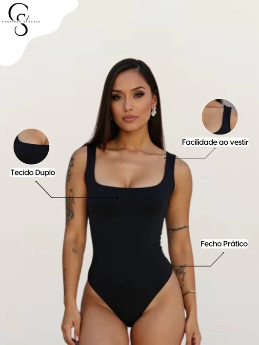 KIT 2 Body Feminino Decote Quadrado Suplex Regata Forrado