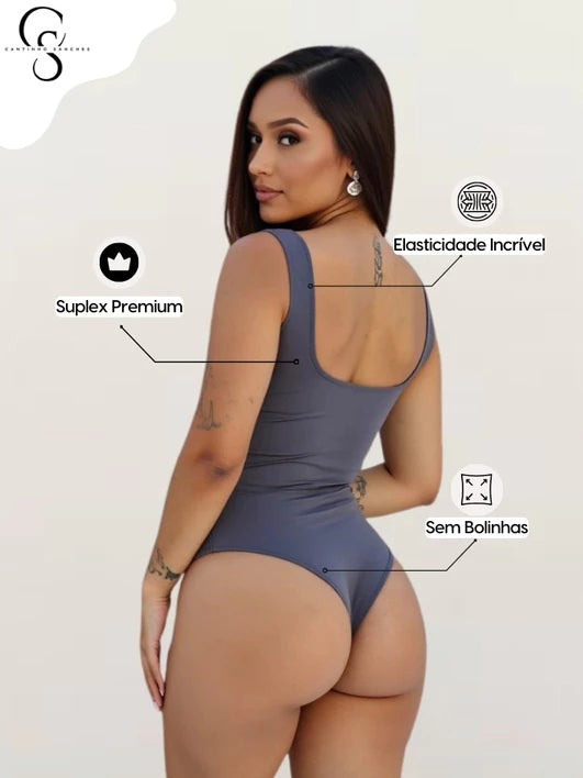 KIT 2 Body Feminino Decote Quadrado Suplex Regata Forrado