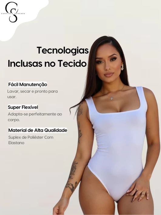 KIT 2 Body Feminino Decote Quadrado Suplex Regata Forrado