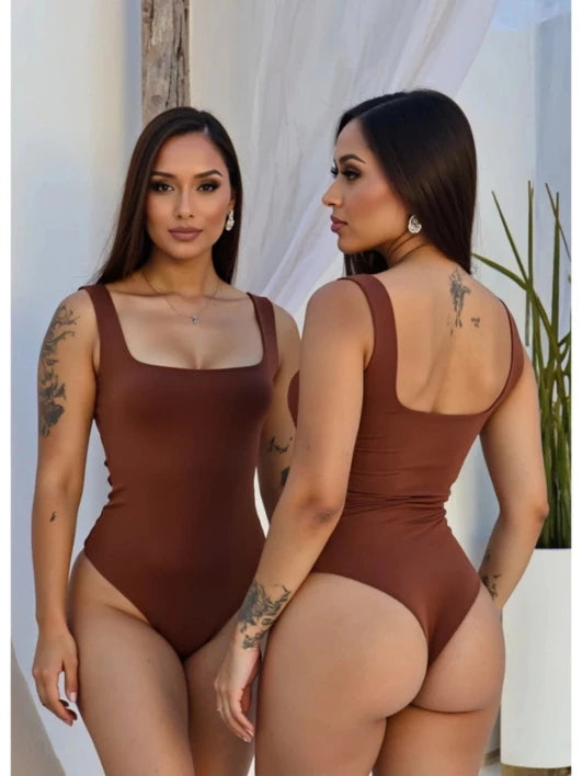 KIT 2 Body Feminino Decote Quadrado Suplex Regata Forrado