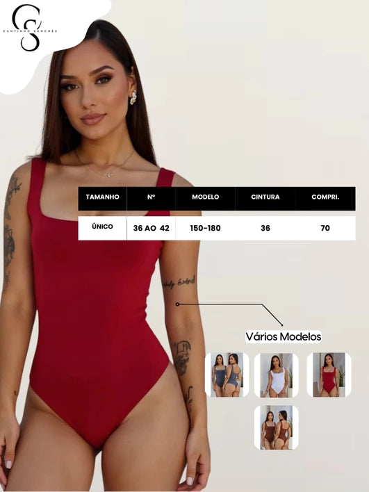KIT 2 Body Feminino Decote Quadrado Suplex Regata Forrado